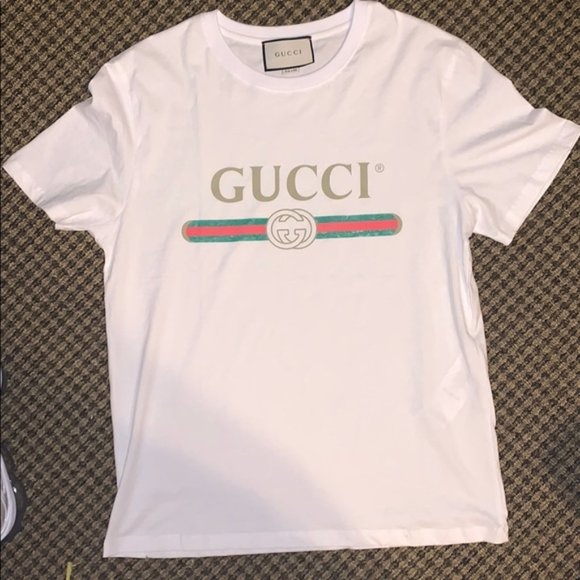 Gucci White Oversized Cotton T-shirt With Logo - Picture 1 of 7
